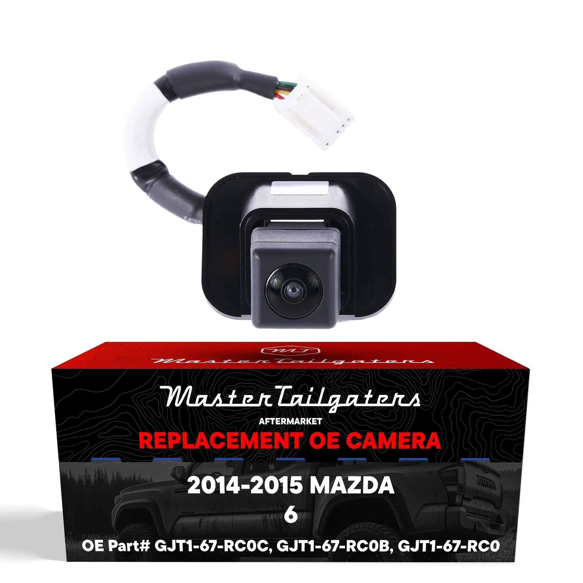 Master Tailgaters Mazda6 backup camera for 2014-2015 with black housing and white connector on Tampa Home & Garden Store