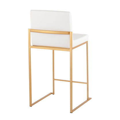 Contemporary High Back Counter Stool white upholstered seat with gold frame by HouseOfZazla on Tampa Home & Garden Store