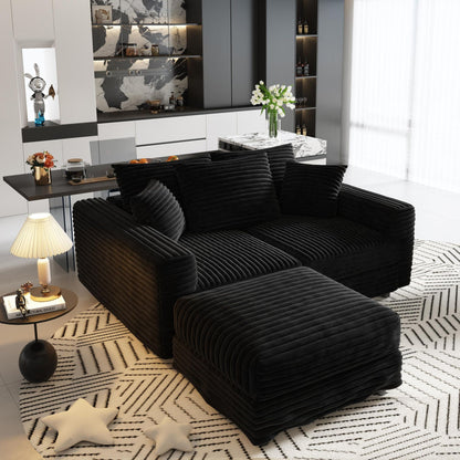 Deep Seat Sofa Bed With Ottoman and Soft Pillows
