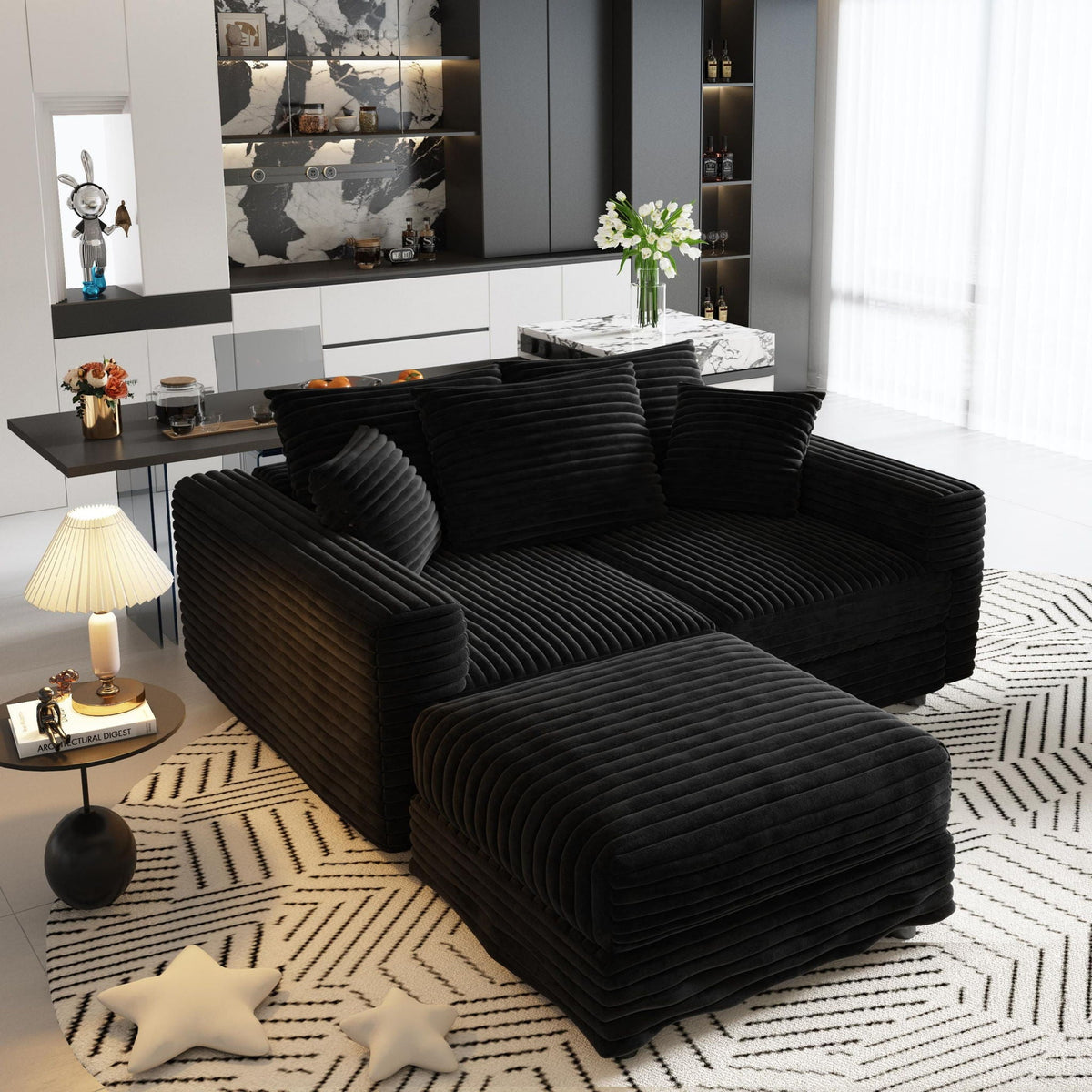 Convertible Sofa With Deep Seat and Pillows