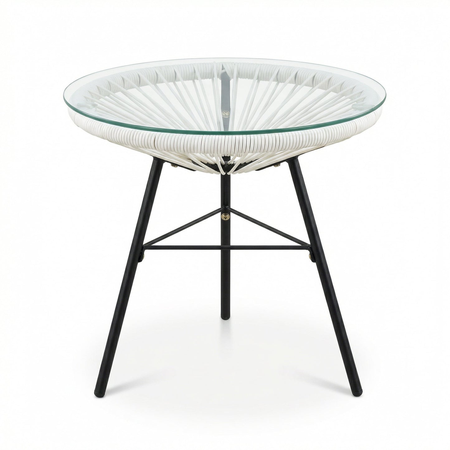 Outdoor Synthetic Wicker Glass Side Table