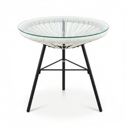 Outdoor Synthetic Wicker Glass Side Table