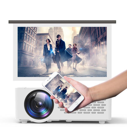 Home Mini Portable Projector with Screen white compact projector projecting from a phone on Tampa Home & Garden Store