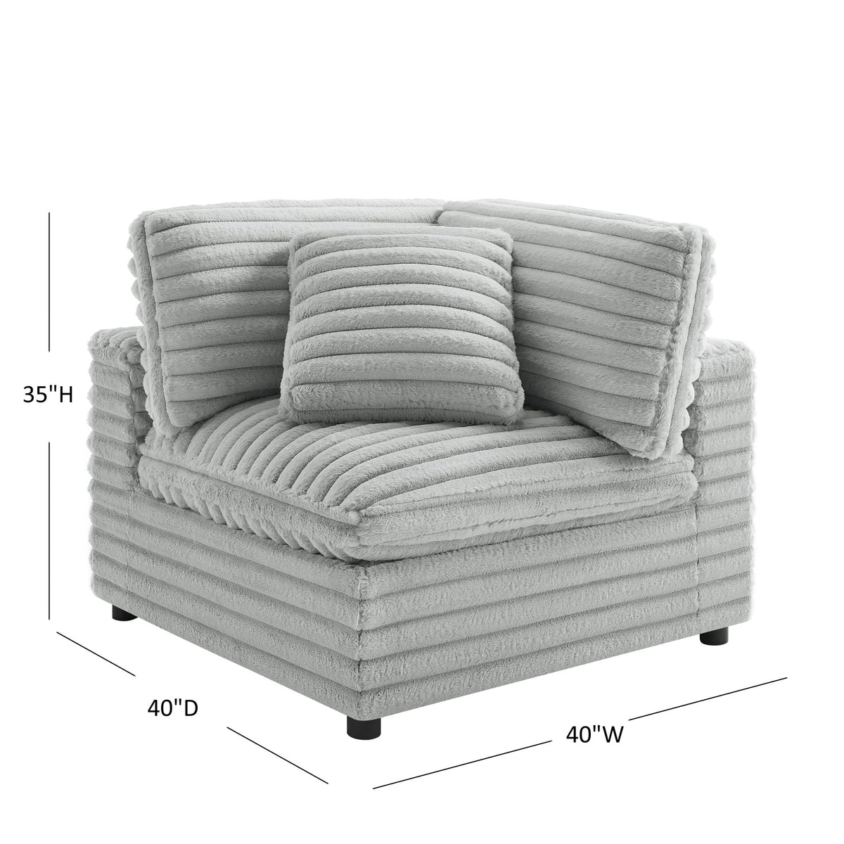 Gray corner accent chair with down-blend cushion by HouseOfZazla, 35H x 40W x 40D on Tampa Home & Garden Store