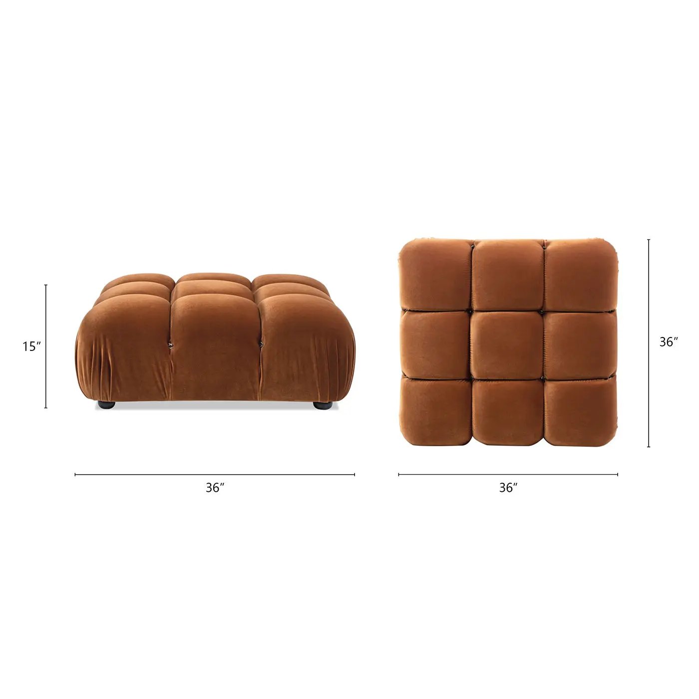 Marcel Bubble Modular Modern Cocktail Ottoman 2pc set in brown velvet by Unique Piece Furniture on Tampa Home & Garden Store