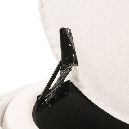 Beige chair bracket closeup with black metal frame and spring HouseOfZazla on Tampa Home & Garden Store