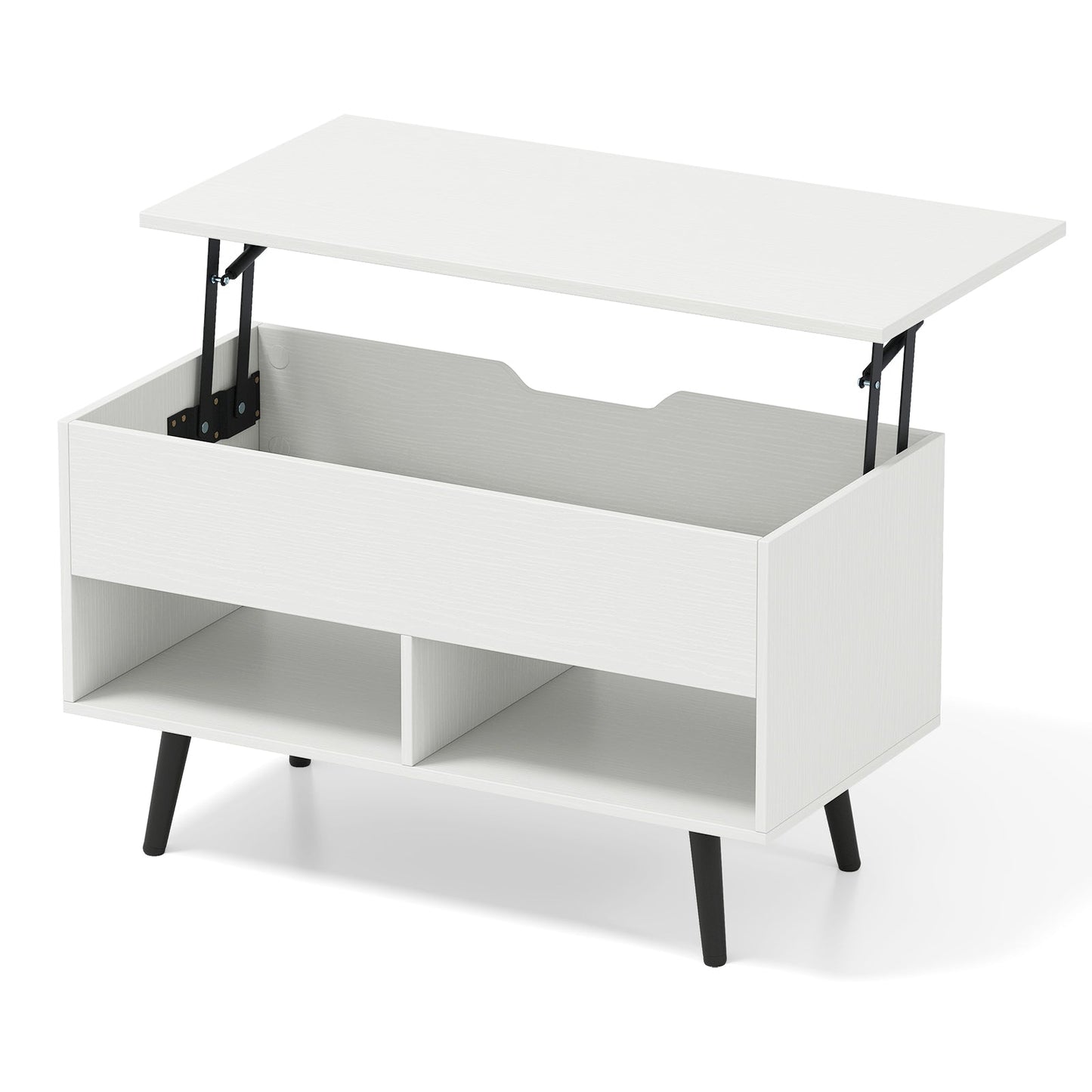31.5 Inch Lift-Top Coffee Table with Hidden Storage and 2 Open Shelves