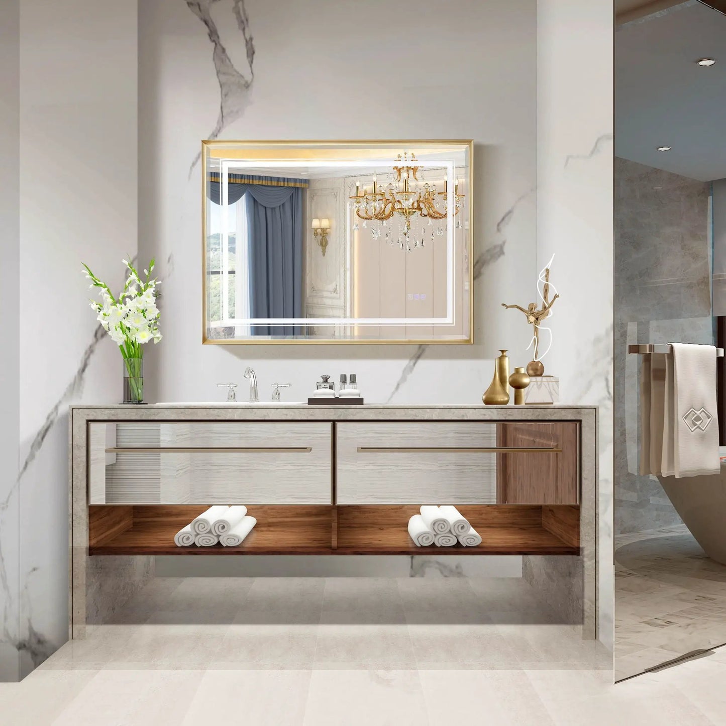 Led Beveled Front and Backlit Mirror for Bathroom