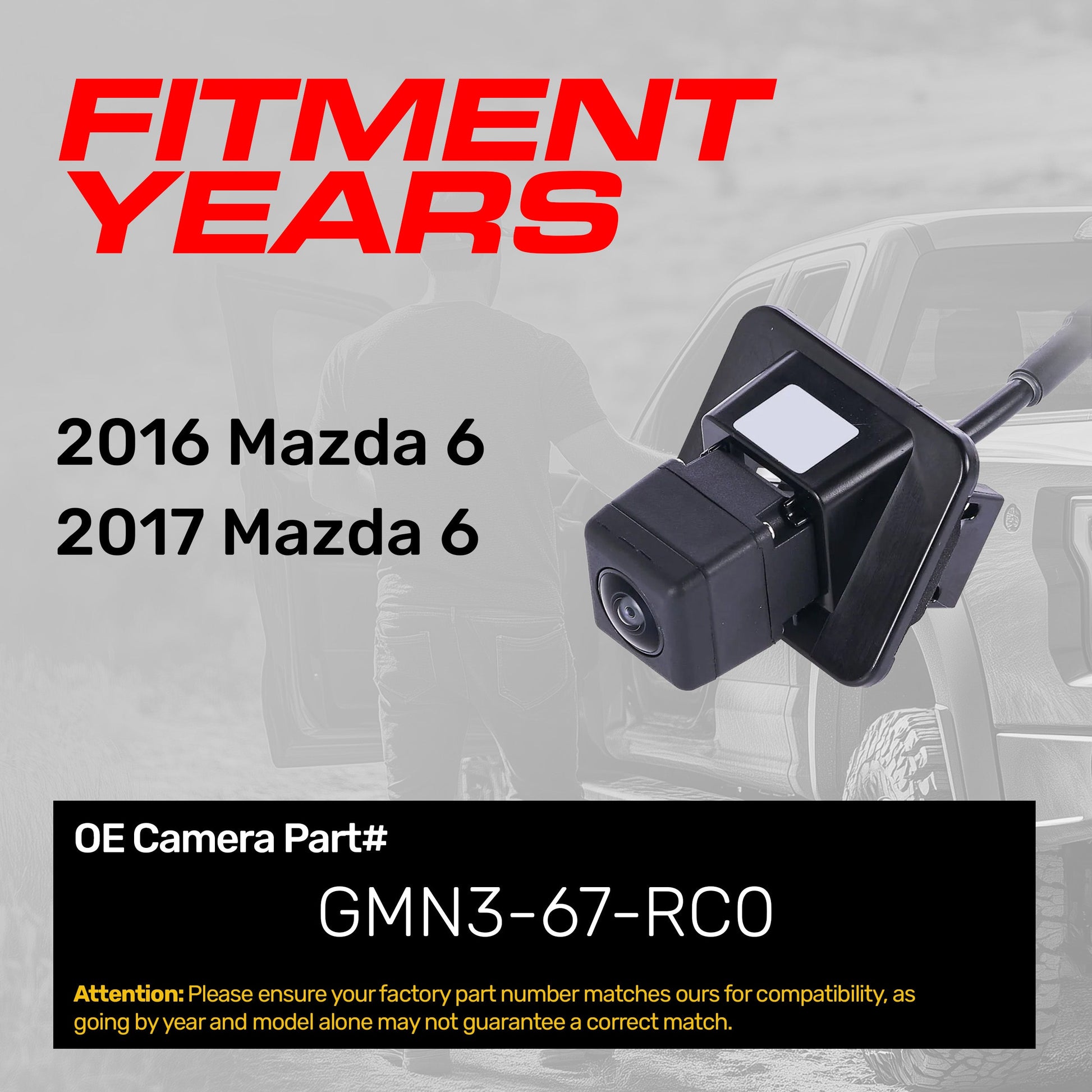 Master Tailgaters Mazda 6 OEM backup camera for 2016-2017, GMN3-67-RC0, black housing on Tampa Home & Garden Store