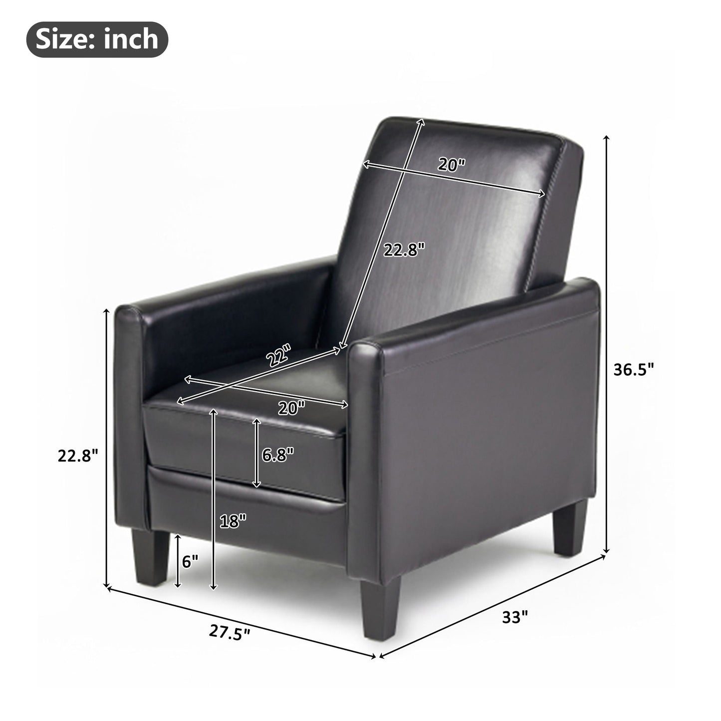 Upholstered Push Back Recliner Chair and Lounge