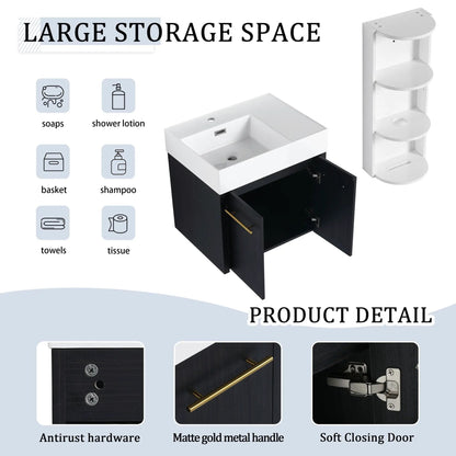 Modern Wall Mounted Vanity with Resin Sink Rack