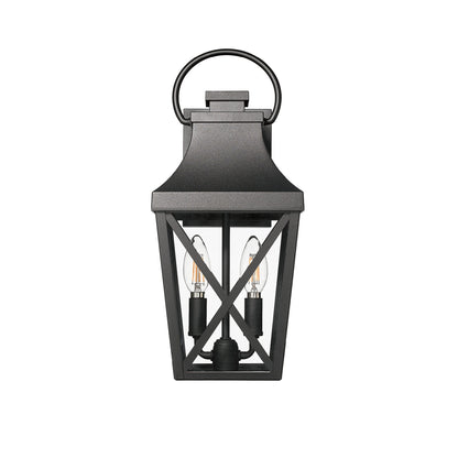 Outdoor Waterproof Wall Light by GigaTech black metal lantern with glass panels and Edison bulbs on Tampa Home & Garden Store