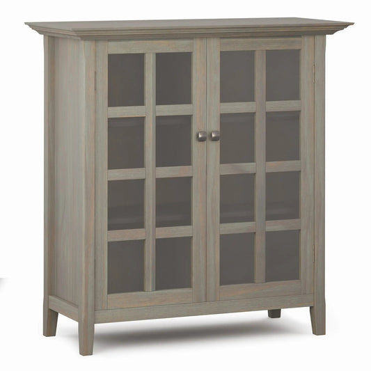 Acadian medium storage cabinet with glass doors in weathered gray wood by Unique Piece Furniture on Tampa Home & Garden Store
