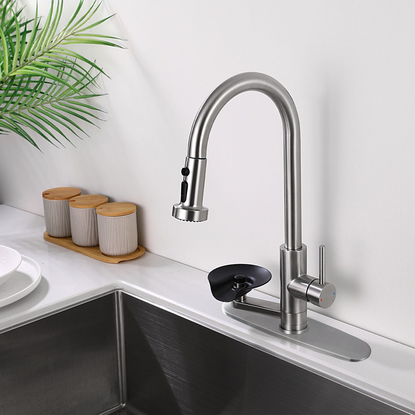 3 In 1 Kitchen Faucet and Press Glass Rinser