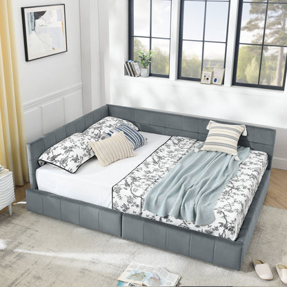 Mid Century Storage Upholstered Tufted Bed Frame