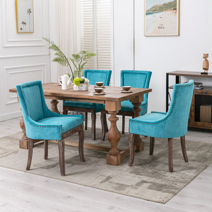 Ultra Side Dining Chair Nail Head turquoise velvet chairs by HouseOfZazla, set of 4 on Tampa Home & Garden Store