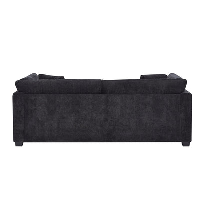 Modern Chenille Sofa and Flared Arms Black
