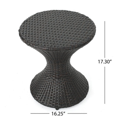 Outdoor 16 Inch Wicker Hourglass Side Table