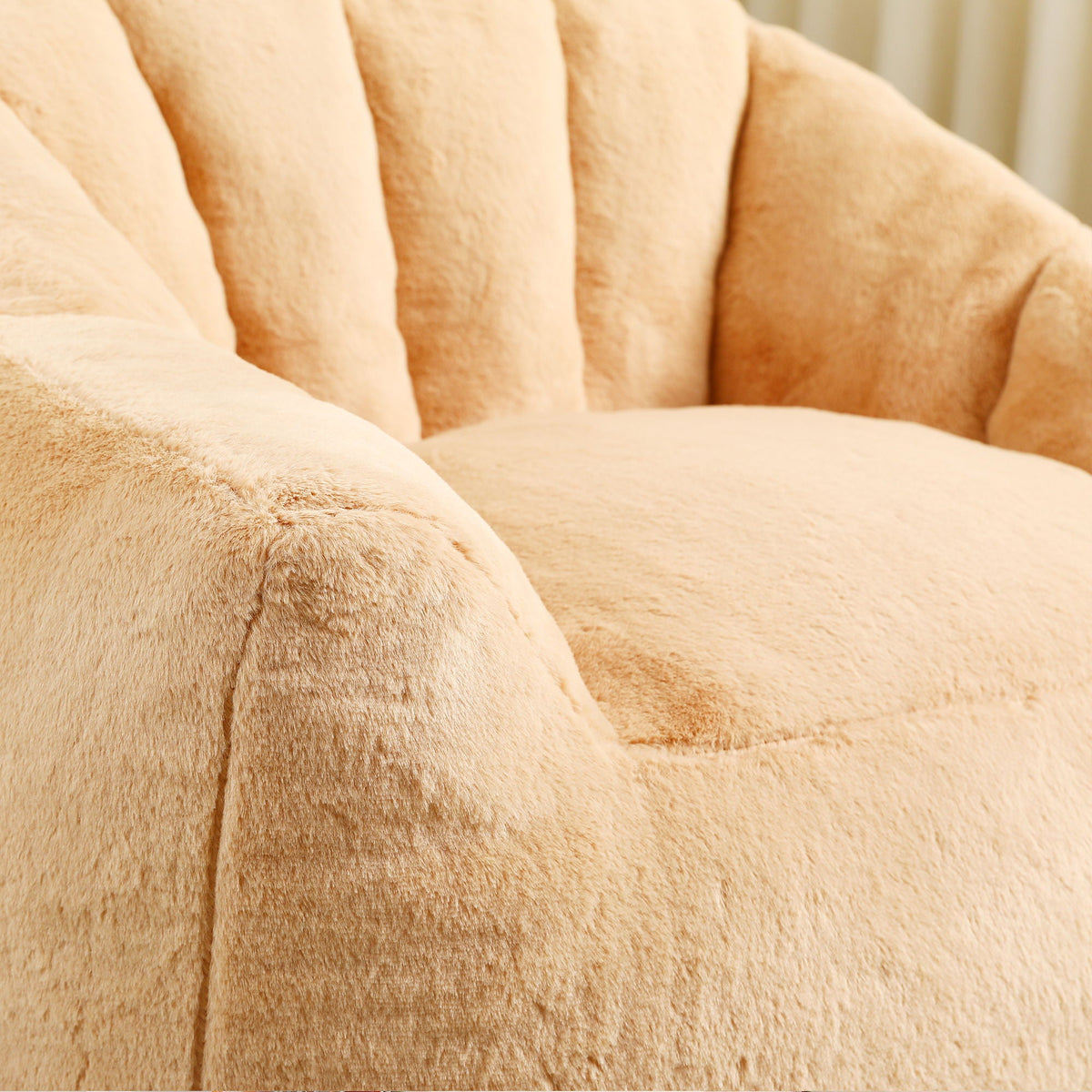 Beige beanbag sofa chair with armrests, plush fabric and high-density foam fill HouseOfZazla on Tampa Home & Garden Store