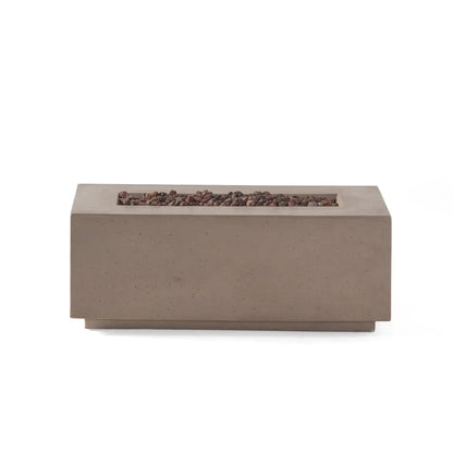 Contemporary outdoor 40,000 BTU propane fire pit, rectangular concrete with lava rock fill on Tampa Home & Garden Store