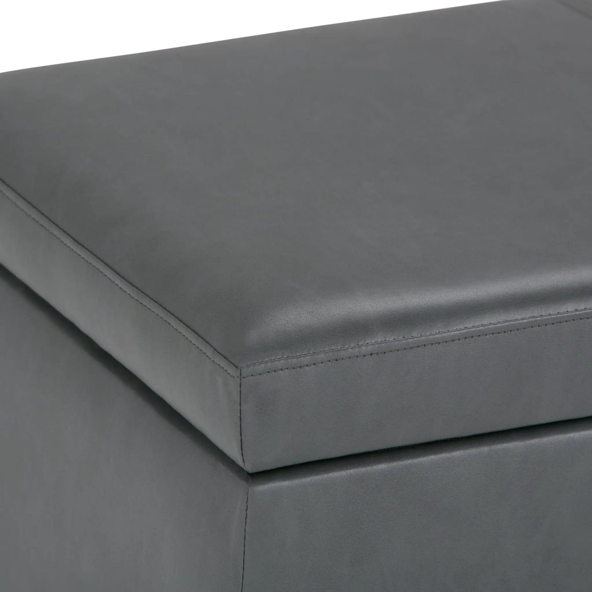 Avalon Storage Ottoman Bench in grey leather with stitching by Unique Piece Furniture on Tampa Home & Garden Store