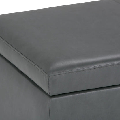 Avalon Storage Ottoman Bench in grey leather with stitching by Unique Piece Furniture on Tampa Home & Garden Store