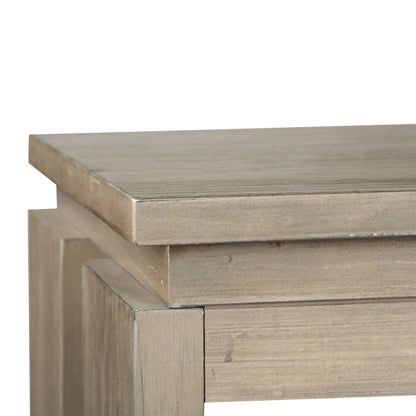 Conrad Rectangular Sofa Table in Stone Harbor Gray wood finish, corner-edge view on Tampa Home & Garden Store