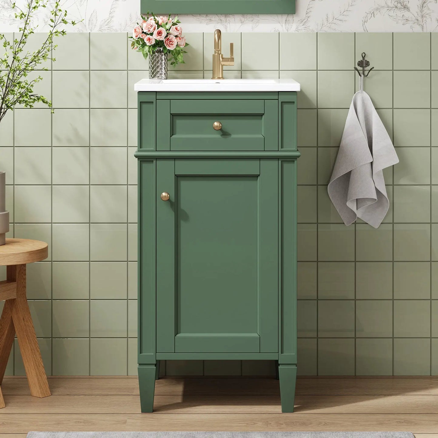 French Style Vanity With Sink and Solid Wood Legs