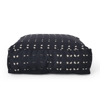 Dalm square pouf ottoman dark blue with white dot pattern polystyrene beads on Tampa Home & Garden Store