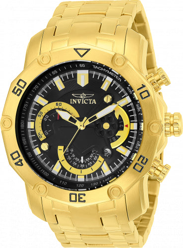 Invicta Men's Pro Diver gold-tone stainless steel watch with black dial and tachymeter bezel on Tampa Home & Garden Store