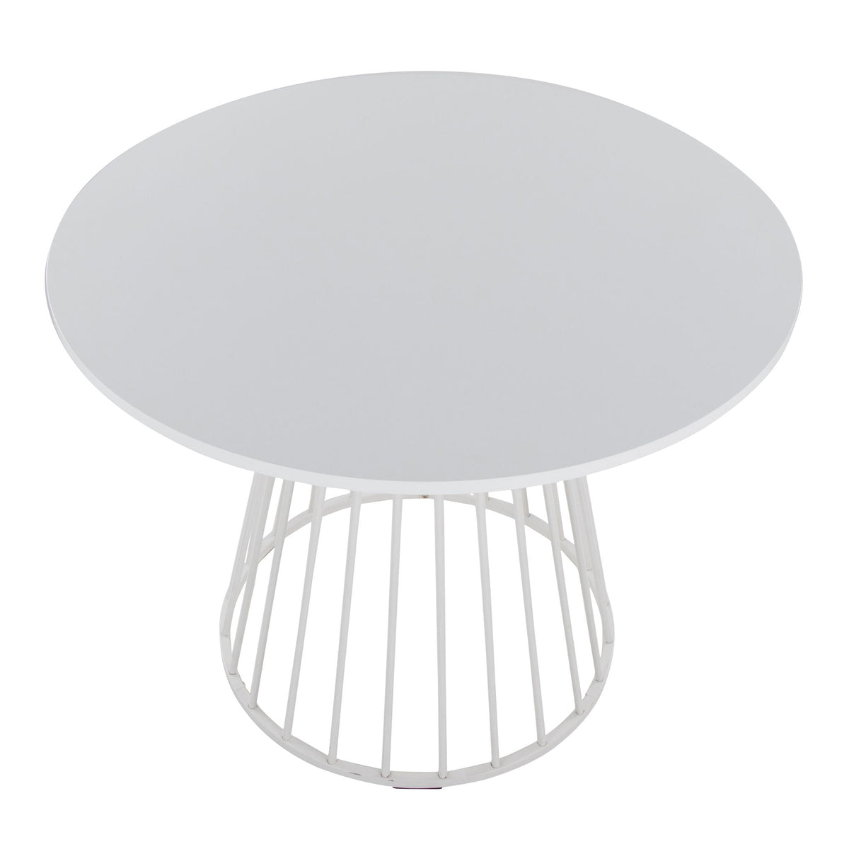 Contemporary dining table by HouseOfZazla with round white top and metal base on Tampa Home & Garden Store