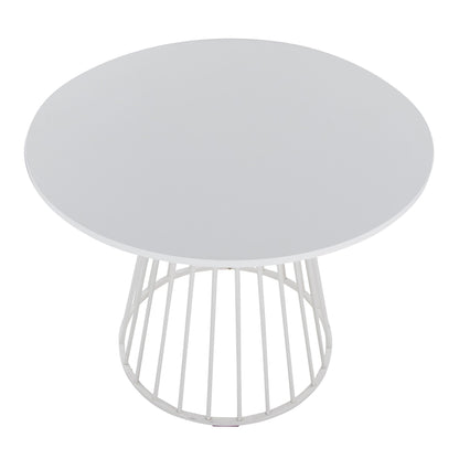 Contemporary dining table by HouseOfZazla with round white top and metal base on Tampa Home & Garden Store