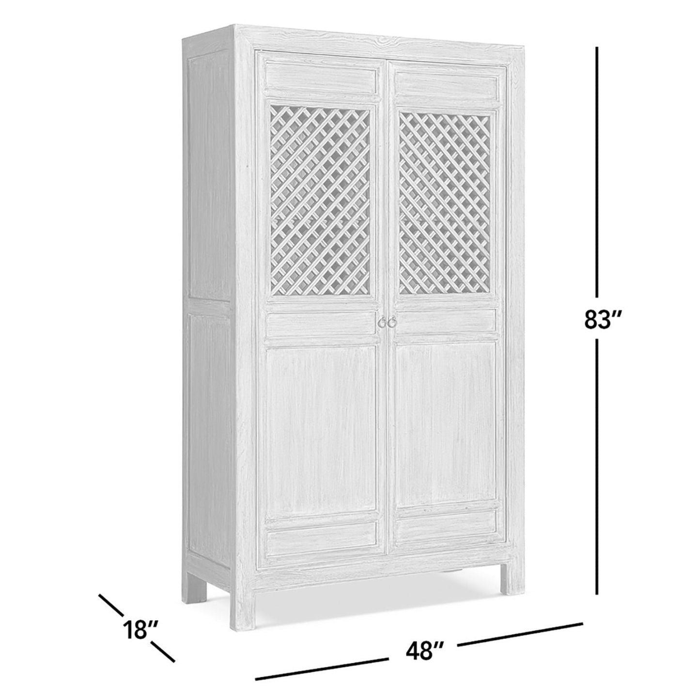 Arden 2-door bookcase storage cabinet in natural finish with lattice panel doors on Tampa Home & Garden Store