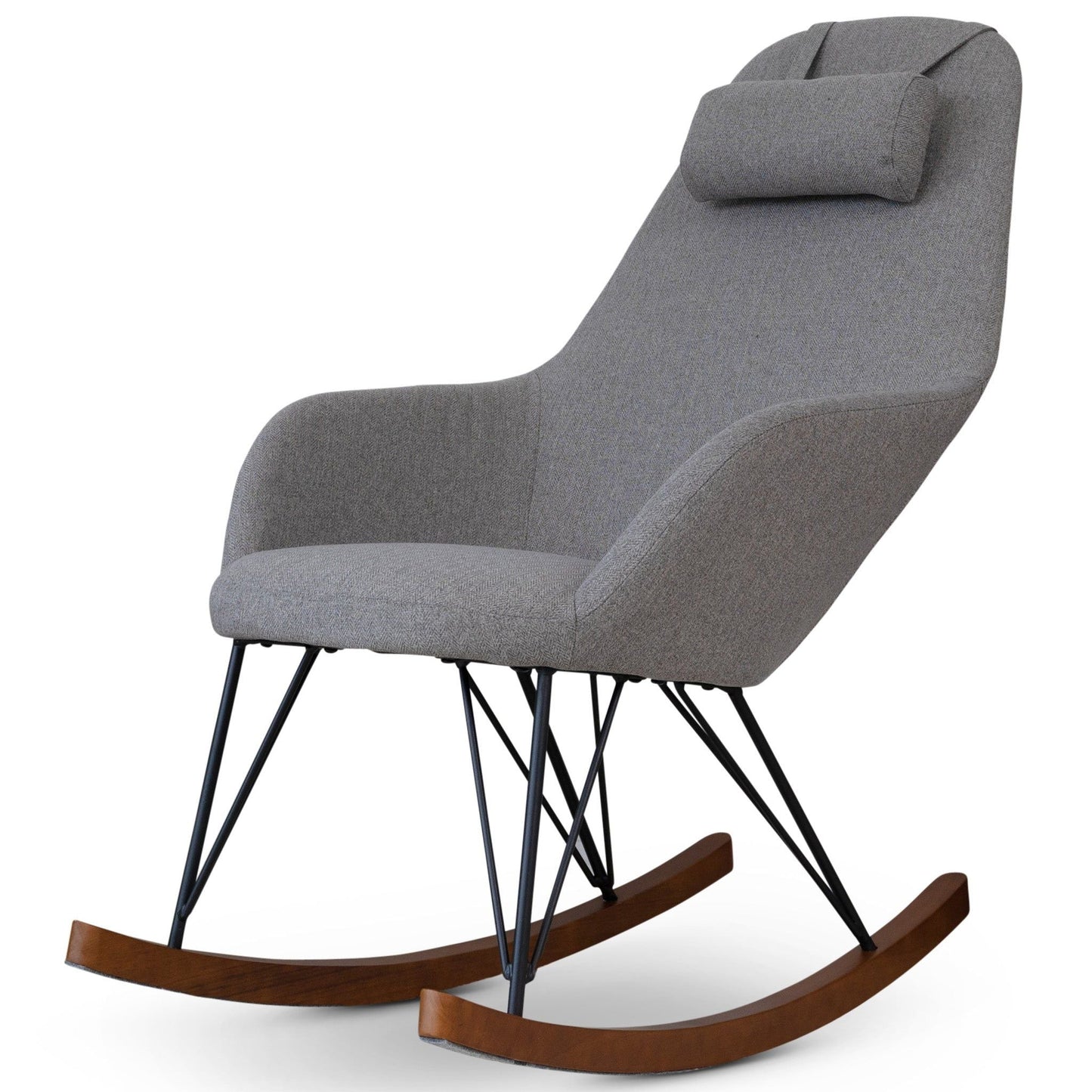 Chloe mid-century modern rocker chair gray herringbone fabric wood rockers by HouseOfZazla on Tampa Home & Garden Store