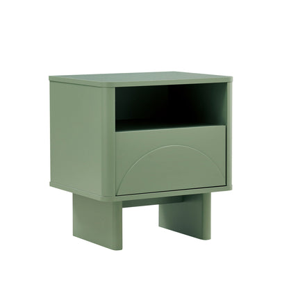 Modern accent nightstand with drawer and shelf in sage green by HouseOfZazla on Tampa Home & Garden Store
