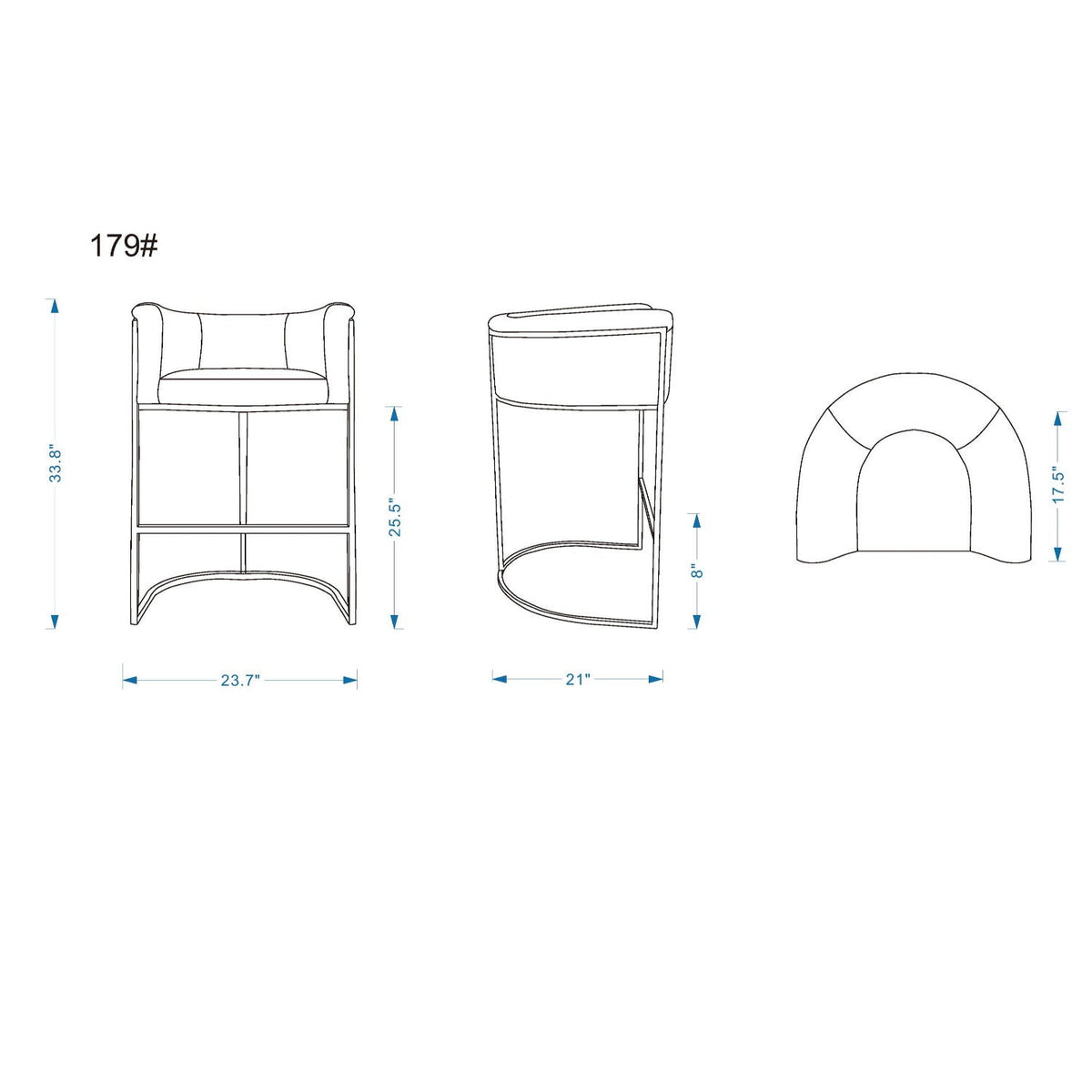 Cosmopolitan counter-height stool with upholstered seat and metal frame in multiple colors by HouseOfZazla on Tampa Home & Garden Store