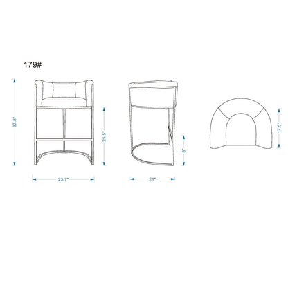 Cosmopolitan counter-height stool with upholstered seat and metal frame in multiple colors by HouseOfZazla on Tampa Home & Garden Store
