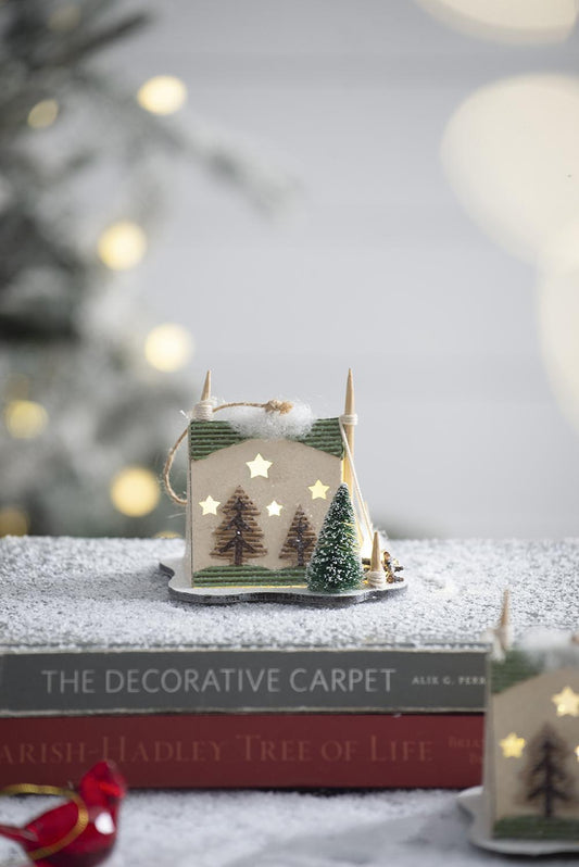 Cardboard tent ornament set of 6 by HouseOfZazla, multicolor Christmas hanging decor on Tampa Home & Garden Store