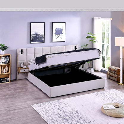 Hydraulic platform storage bed in light gray by Unique Piece Furniture on Tampa Home & Garden Store
