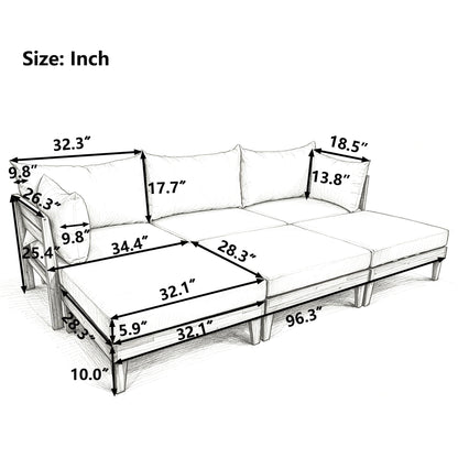 Topmax 6 Piece Acacia Wood Patio Sofa Set