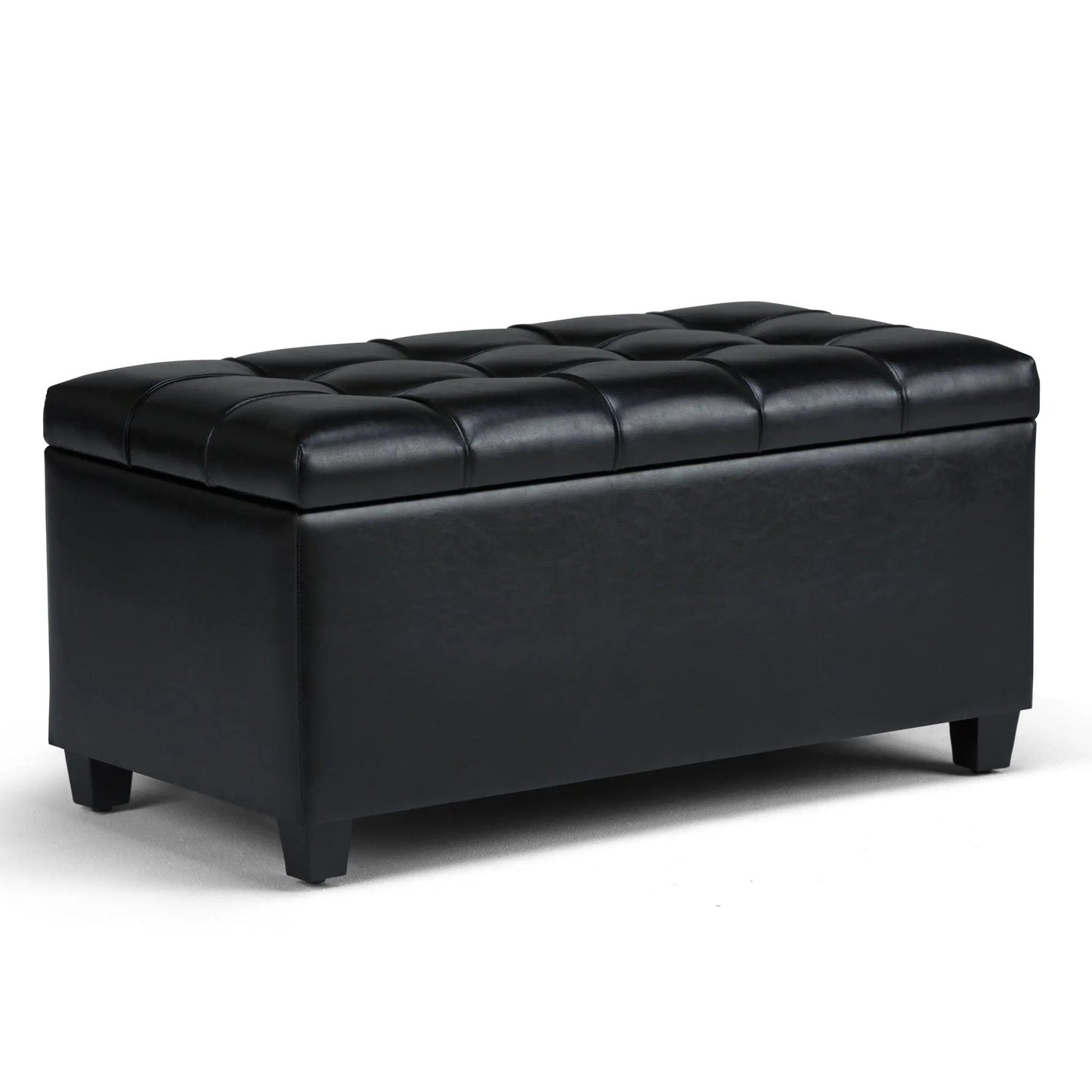 Sienna Upholstered Storage Ottoman Bench in black leather by Unique Piece Furniture on Tampa Home & Garden Store