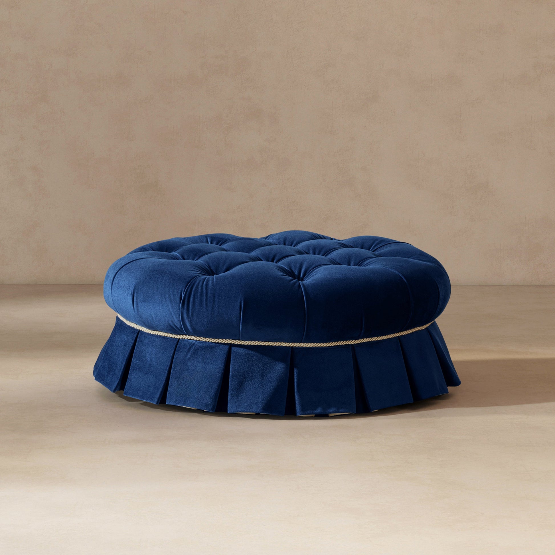 Roquefort 24.5in Dog Sofa Bed blue velvet round bed with rope trim HouseOfZazla on Tampa Home & Garden Store