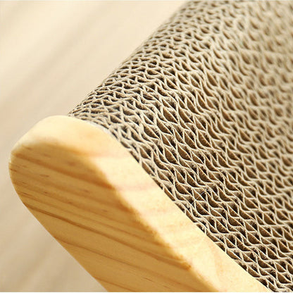U-shaped cat scratcher with natural wood ends and corrugated cardboard surface on Tampa Home & Garden Store