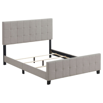 Destiny Eastern King Bed beige fabric with tufted headboard and footboard by HouseOfZazla on Tampa Home & Garden Store