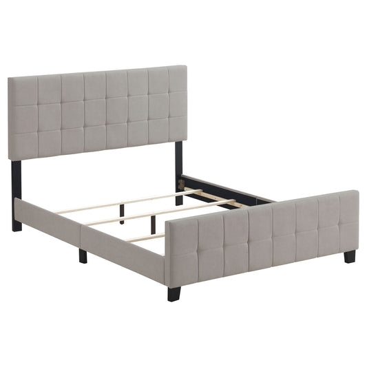 Destiny Eastern King Bed beige fabric with tufted headboard and footboard by HouseOfZazla on Tampa Home & Garden Store