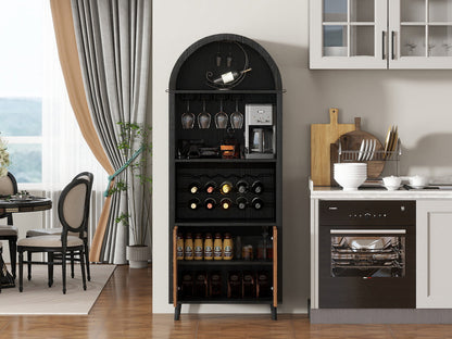71' Farmhouse Arched Black Wine Bar Cabinet glassware rack and coffee station by HouseOfZazla on Tampa Home & Garden Store