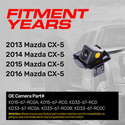 Mazda CX-5 OEM backup camera by Master Tailgaters; fitment years 2013–2016 with visible unit on Tampa Home & Garden Store