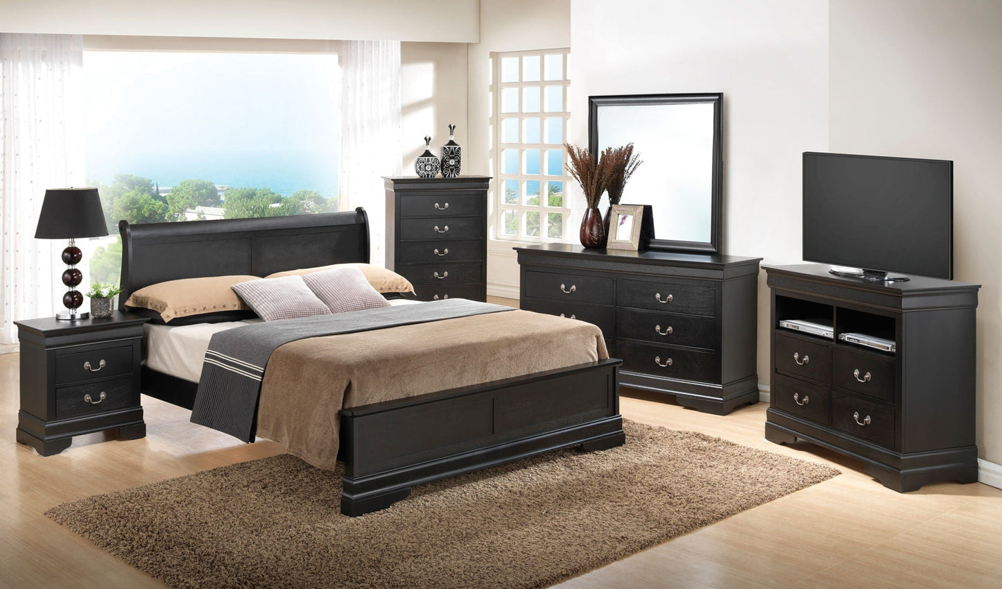 Premium Panel Sleigh Bed with Low Footboard