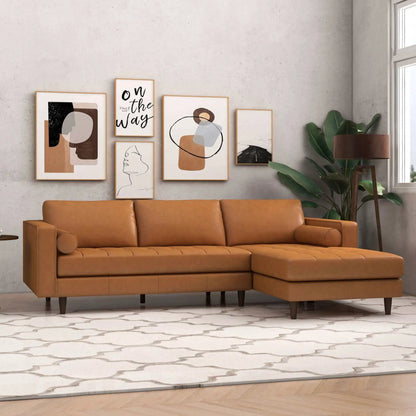 Anthony Corner Sectional Sofa tan leather L-shaped by Unique Piece Furniture on Tampa Home & Garden Store