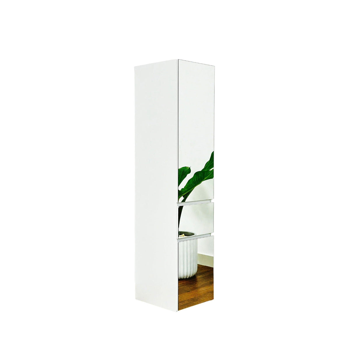 Slim modular closet cabinet with mirror in white finish, HouseOfZazla triple wardrobe on Tampa Home & Garden Store